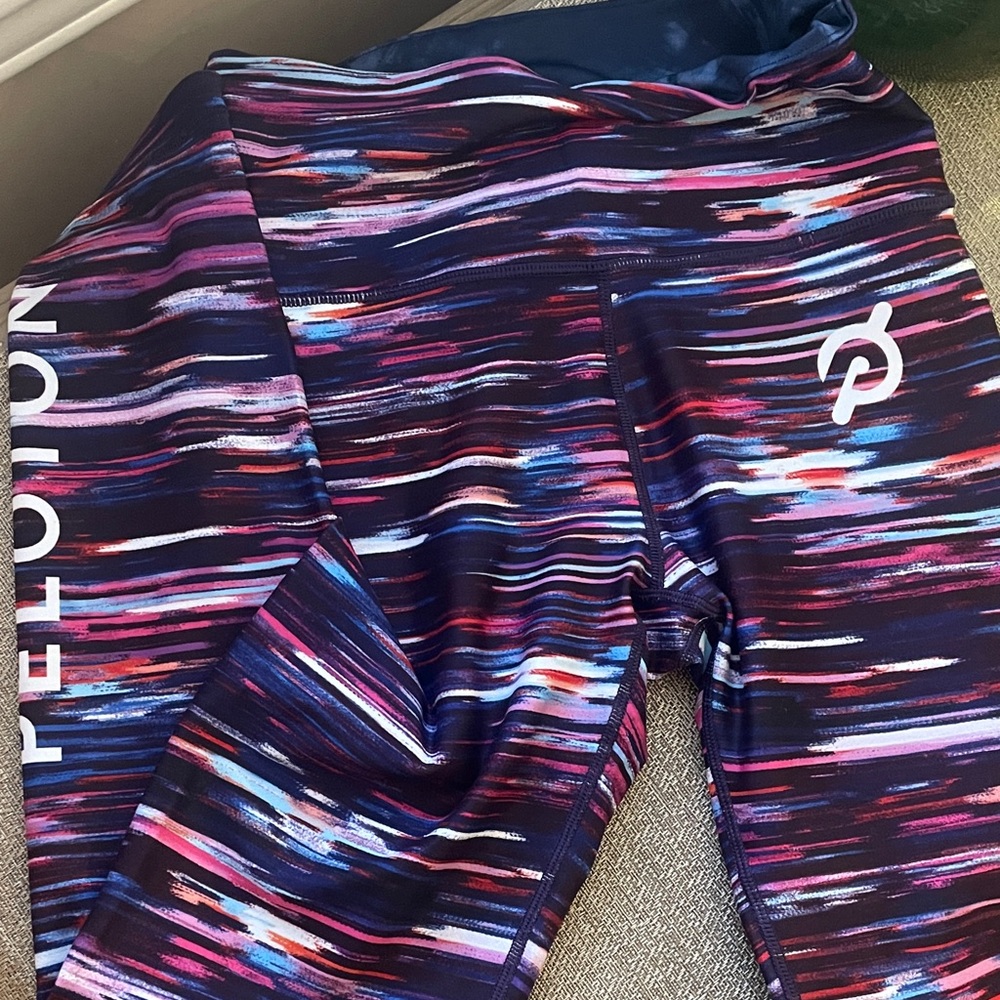 Peloton Striped Leggings in Purple and Pink